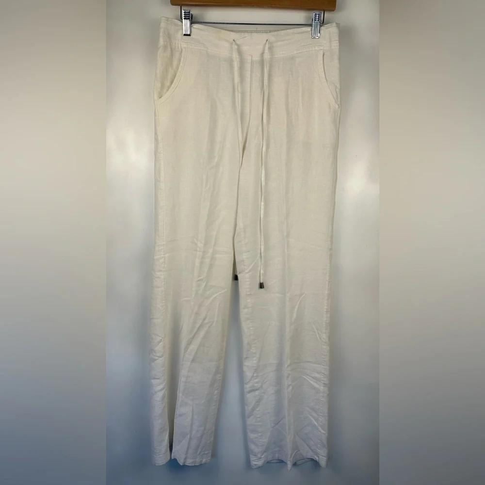 Adrienne‎ Vittadini Linen blend Women's Pants M Off White
